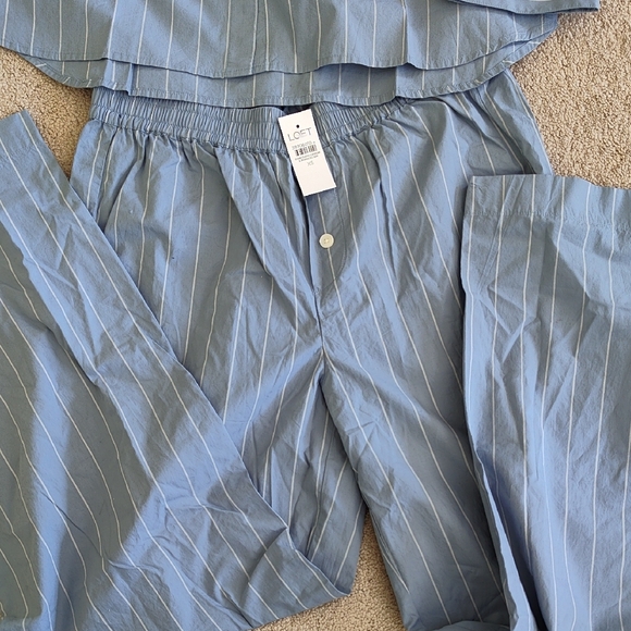 LOFT Lou & Grey Pajama Set in Blue and White Stripes 3 Pcs - Picture 3 of 11